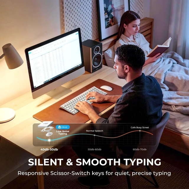 Alt view image 4 of 5 - iClever BK10 SE Bluetooth Keyboard for Mac, Full-Size Layout, Rose Gold