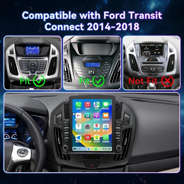 Alt view image 3 of 5 - 9.7 Inch Car Radio Stereo Compatible with Ford Transit Connect 2014-2018