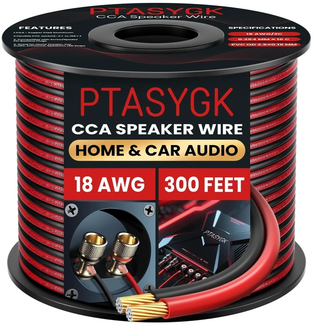 Main image of PTASYGK 18 Gauge Speaker Wire 300ft 2-Conductor CCA Home Theater Surround