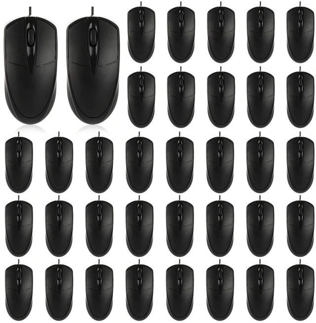 Main image of 24 Pcs Black USB Wired Mouse, 1200 DPI 3Button Corded Mice Bulk