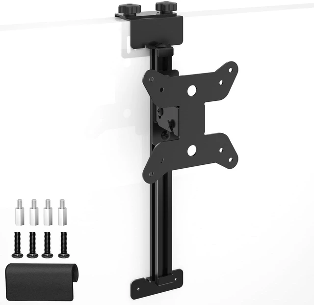 Main image of Height Adjustable Worker Cubicle Monitor Mount, Office Cubicle Monitor Hanger, VESA 75x75/100x100mm, Clamp Hook Top Holds Up to 17.6 lbs, Black, with Mouse Pad