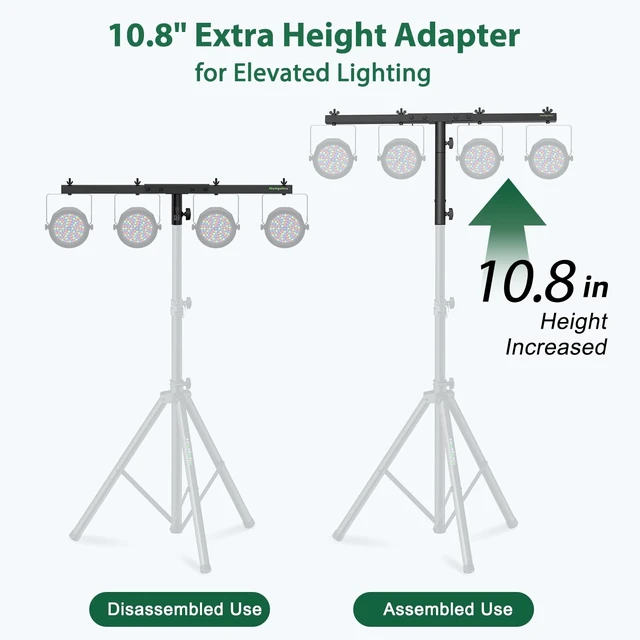Alt view image 3 of 5 - NiuNyuNeu DJ Light Stand T-Bar Cross Bar with Extended Pole Mount, Single