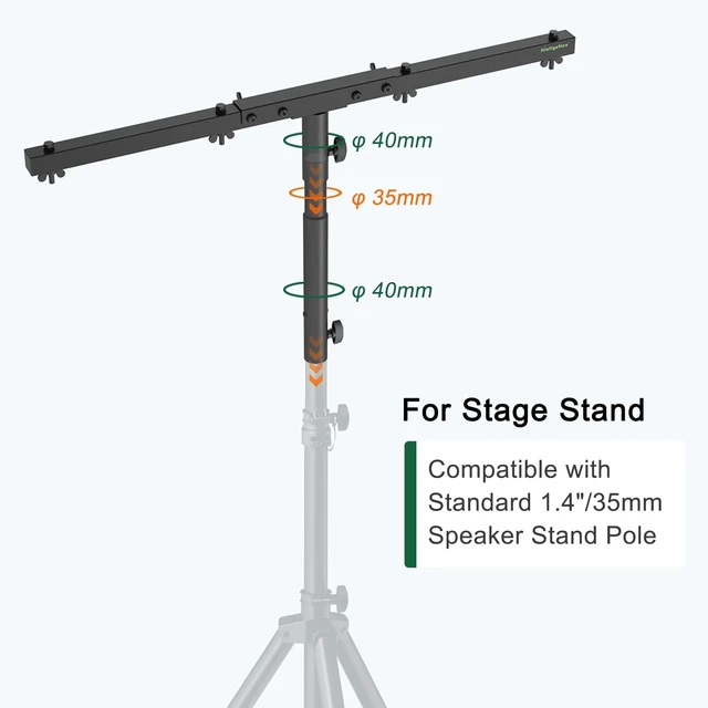 Alt view image 4 of 5 - NiuNyuNeu DJ Light Stand T-Bar Cross Bar with Extended Pole Mount, Single