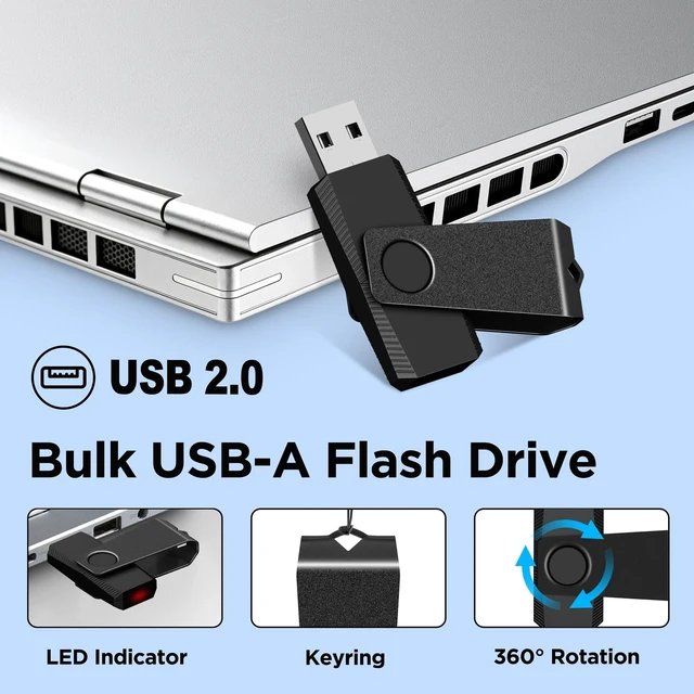 Alt view image 3 of 5 - 20-Pack 4GB USB Flash Drive Bulk TEWENE FAT32 USB2.0 Flash Drive Pack Black