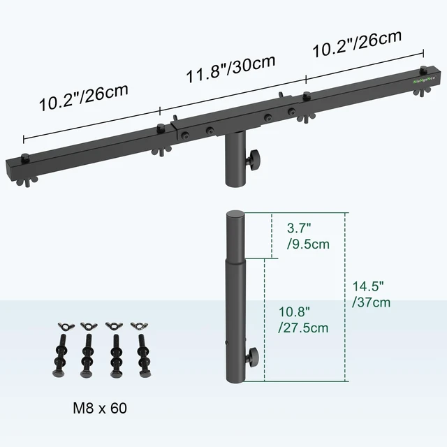 Alt view image 5 of 5 - NiuNyuNeu DJ Light Stand T-Bar Cross Bar with Extended Pole Mount, Single