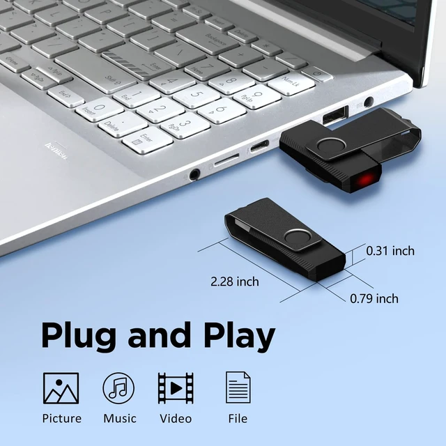 Alt view image 4 of 5 - 20-Pack 4GB USB Flash Drive Bulk TEWENE FAT32 USB2.0 Flash Drive Pack Black