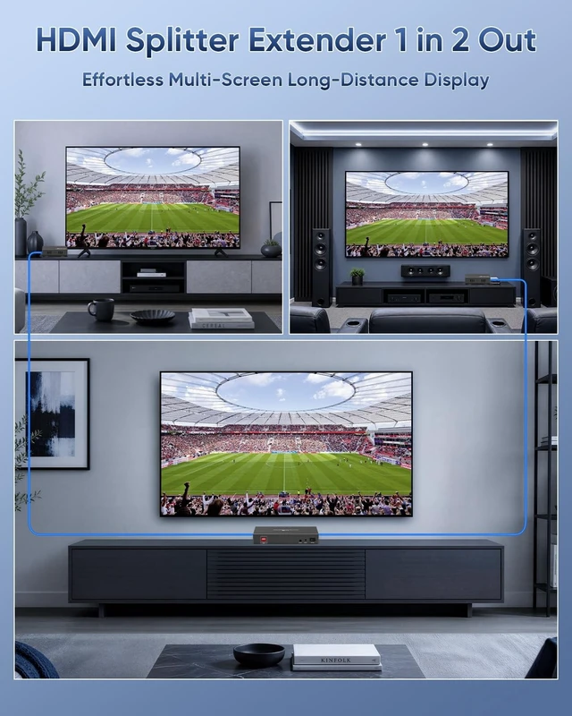 Alt view image 3 of 5 - Elalight 4K 1x2 HDMI Extender Splitter Over CAT5/6/7 Ethernet Cable 165FT