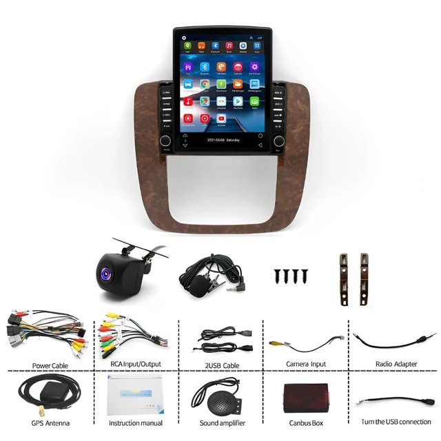Alt view image 3 of 5 - 2G+64G Double Din Car Radio for Chevy Tahoe Suburban Silverado GMC Sierra 2007-2013 w/Wireless CarPlay Android Auto, 9.7" Android 14 Car Stereo Head Unit with Bluetooth GPS WiFi FM SWC Backup C