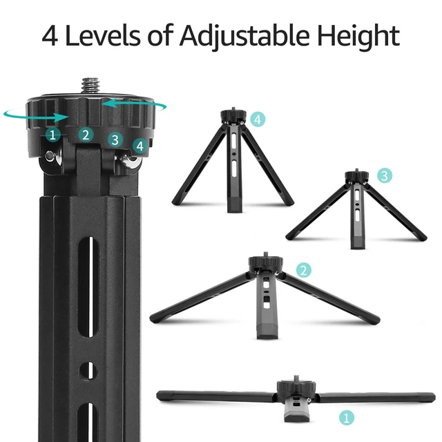 Alt view image 2 of 5 - Andoer Mini Metal Tripod Aluminum Alloy Desktop Stand Tripod with 1/4 inch Screw for DSLR ILDC Camera Camcorder Projector