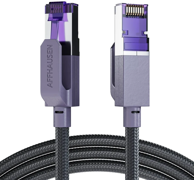 Main image of AFFHAUSEN Cat 8 Ethernet Cable 30ft, 40Gbps 2000MHz S/FTP Shielded, Nylon Braided LAN Cord for Gaming PC, PS5, Xbox, Modem, Router, Indoor Network Patch