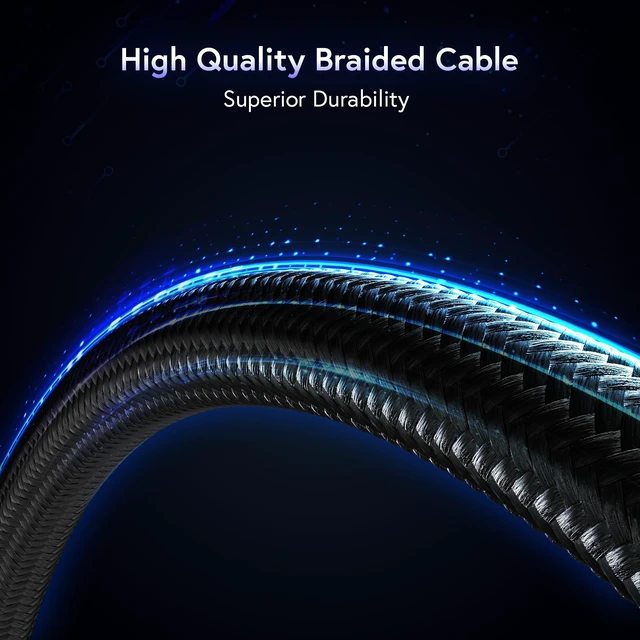 Alt view image 4 of 5 - AFFHAUSEN Cat 8 Ethernet Cable 30ft, 40Gbps 2000MHz S/FTP Shielded, Nylon Braided LAN Cord for Gaming PC, PS5, Xbox, Modem, Router, Indoor Network Patch