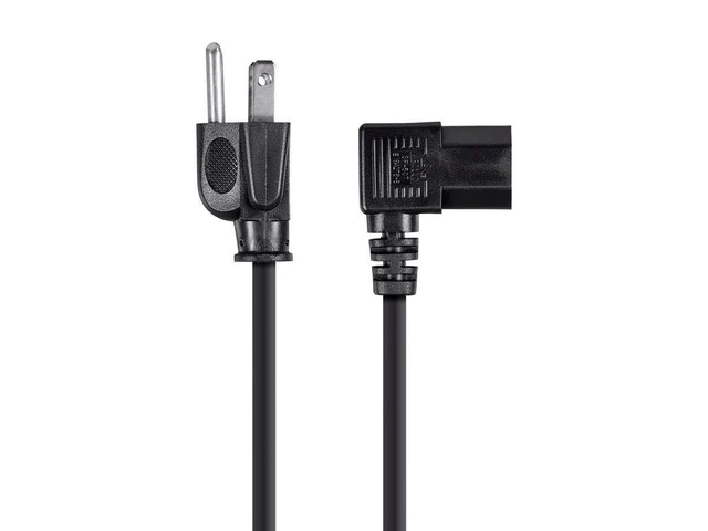 Alt view image 2 of 3 - Monoprice 15ft 14AWG Right Angle Power Cord Cable w/ 3 Conductor PC Power Connector Socket (C13/5-15P) - Black
