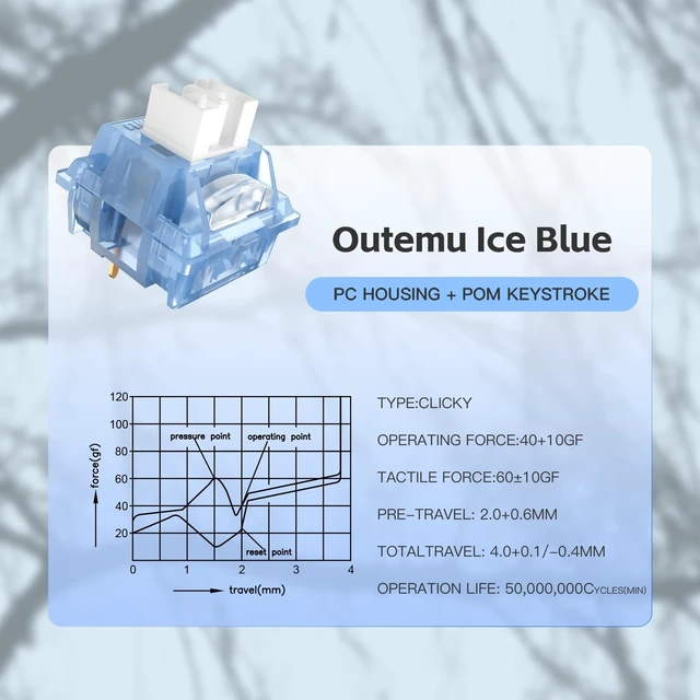 Alt view image 2 of 5 - DRAOZA Outemu Ice Blue Switch,40gf Pre-lubed Dustproof Clicky Switch,Clickers for 3D Prints,3 pin,Suitable for MX Mechanical Gaming Keyboards(108Pcs)
