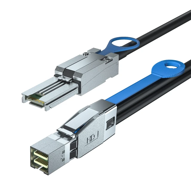 Alt view image 2 of 5 - ipolex External Mini SAS HD SFF-8644 to SFF-8088 Hybrid Cable for Server, Raid Card & PCI Express Controller, 2.5-m(8.2ft)