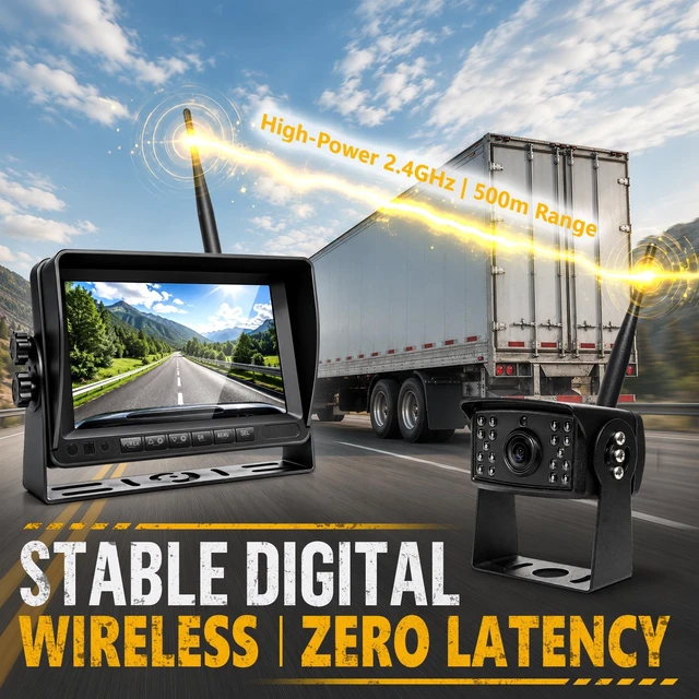 Alt view image 2 of 5 - Wireless Backup Camera with 7'' HD Monitor System, Easy Install Long Range Waterproof 1080P Rear View Camera with Blind Spot Warning, DVR for Truck, Trailer, RV