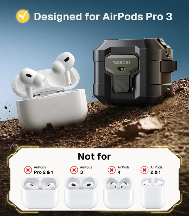 Alt view image 2 of 5 - MOBOSI for AirPods Pro 3 Case 2025 with Drop-Proof Lock, Black