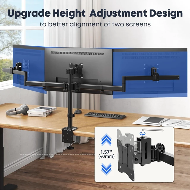 Alt view image 5 of 5 - Triple Monitor Mount for 20"-32" Screens, 19.8 lbs per Arm