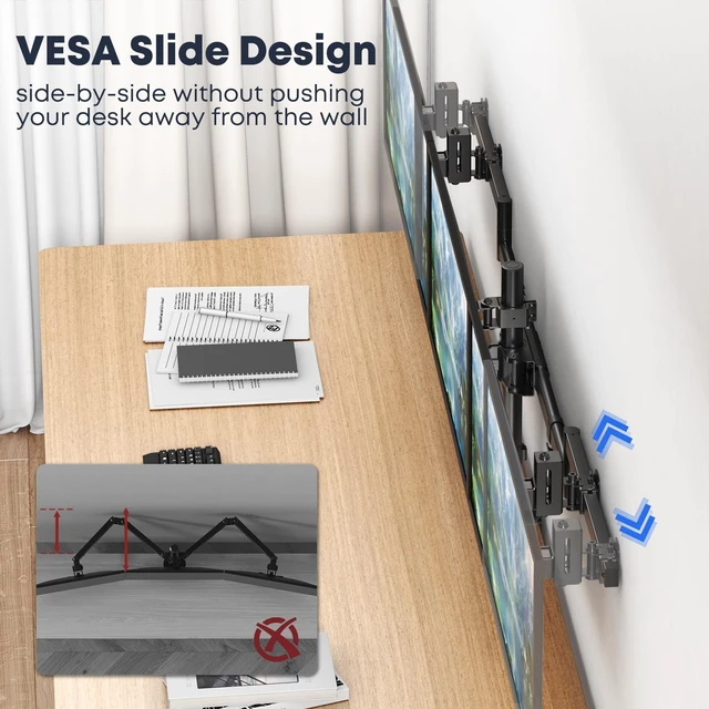 Alt view image 3 of 5 - Triple Monitor Mount for 20"-32" Screens, 19.8 lbs per Arm