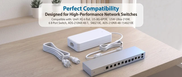 Alt view image 3 of 5 - XZGm 54V 3.9A 210W Power Supply Adapter for Ubiquiti USW-Ultra US-XG-6POE