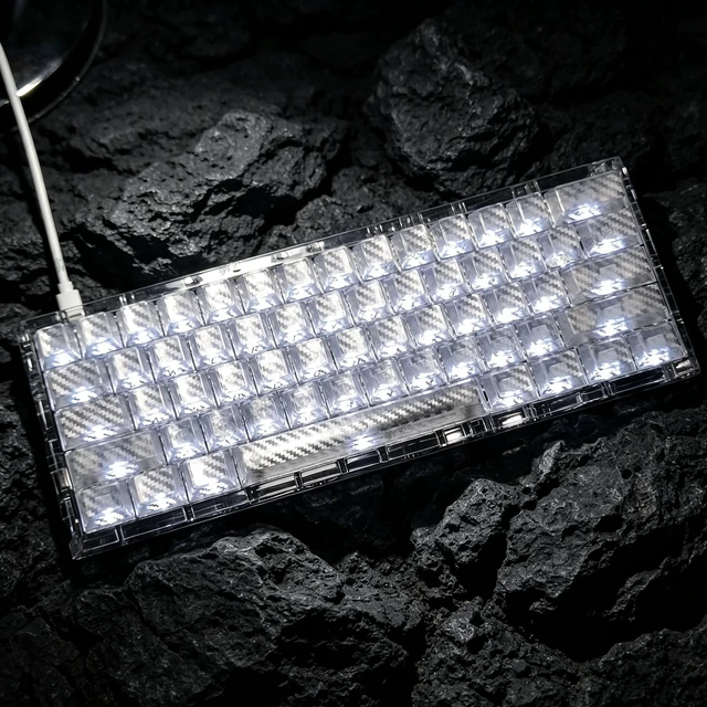 Main image of GEKUCAP White Woven Carbon Fiber Cherry Profile Keycaps