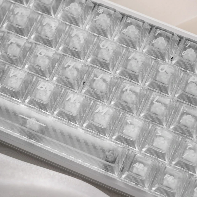 Alt view image 5 of 5 - GEKUCAP White Woven Carbon Fiber Cherry Profile Keycaps