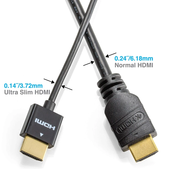 Alt view image 3 of 5 - NTW High Performance Ultra Slim HDMI Cable (16.5ft) Premium High Speed Ultra Thin HDMI Cable with RedMere Technology, 1080p, 4K HDR, 10.2Gbps, 36AWG - Black - NHDMI4S-05M/36C