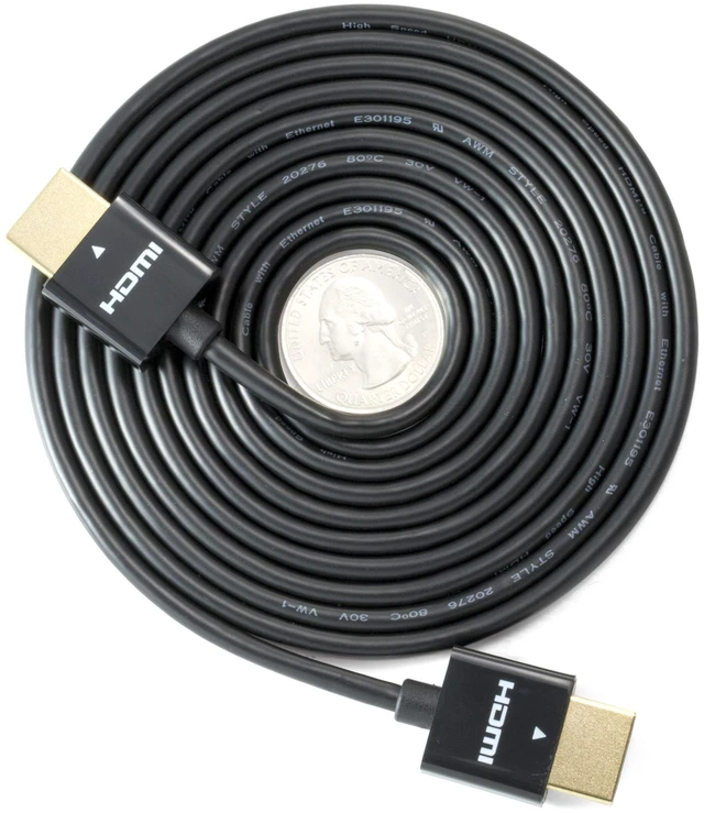 Main image of NTW High Performance Ultra Slim HDMI Cable (16.5ft) Premium High Speed Ultra Thin HDMI Cable with RedMere Technology, 1080p, 4K HDR, 10.2Gbps, 36AWG - Black - NHDMI4S-05M/36C