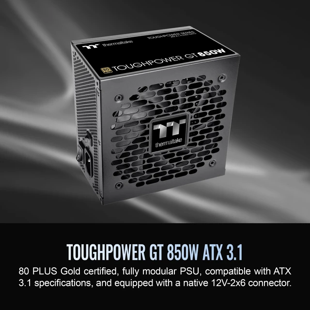Alt view image 2 of 5 - Thermaltake Toughpower GT 850W ATX 3.1 Standard Power Supply; 80 Plus Gold Efficiency; Smart Zero Fan; Native 450W PCIe 5.1 Connector; PS-TPT-0850FNFAGU-3; 5 Year Warranty