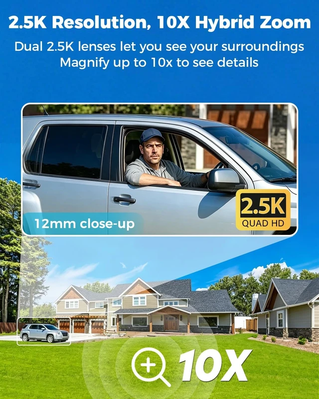Alt view image 3 of 5 - GENBOLT [10X Hybrid Zoom 2.5K Dual-Lens POE WiFi Security Camera