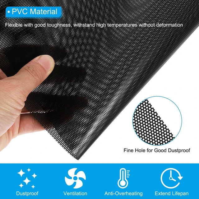 Alt view image 3 of 5 - PATIKIL PC Fan Dust Mesh 1000mm x 500mm 1mm Hole, 1 Set PVC Computer Cooler Dust Filter PC Case Cover Grills with Magnetic Strip for Computer Cooler Fan Case Dustproof, Black
