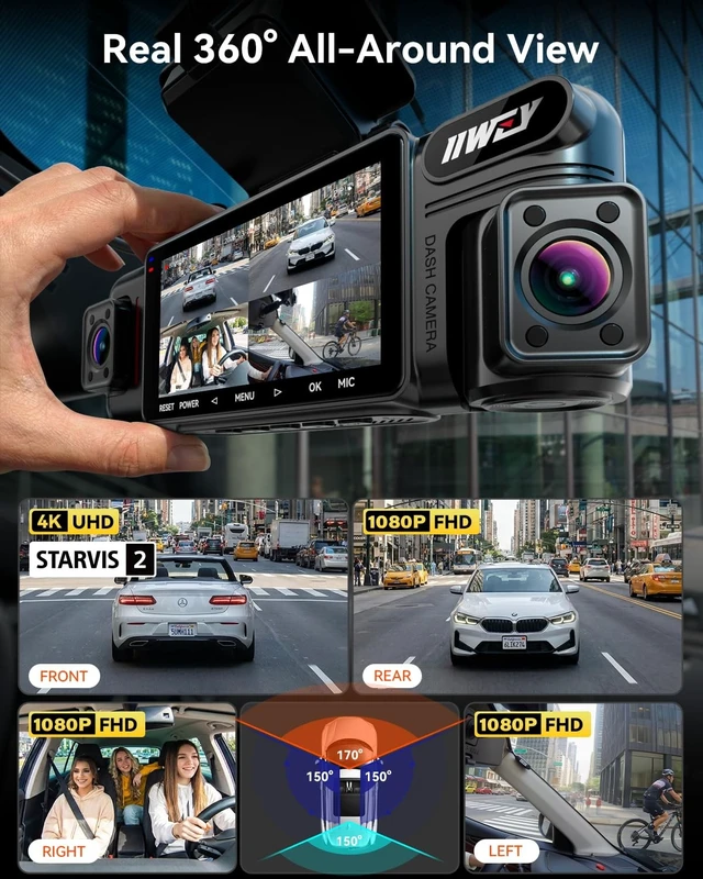 Alt view image 2 of 5 - IIWEY N6 PRO 4K STARVIS 2 4-Channel Dash Cam 360 View, Free 128GB Card
