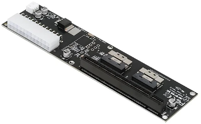 Main image of NFHK Dual Slimline 8X SFF-8654 74Pin VROC to PCIE PCI-Express 16x Adapter with ATX 24Pin Power Switch Port