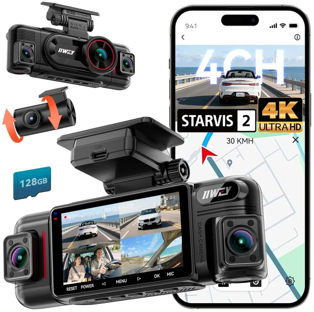 Main image of IIWEY N6 PRO 4K STARVIS 2 4-Channel Dash Cam 360 View, Free 128GB Card