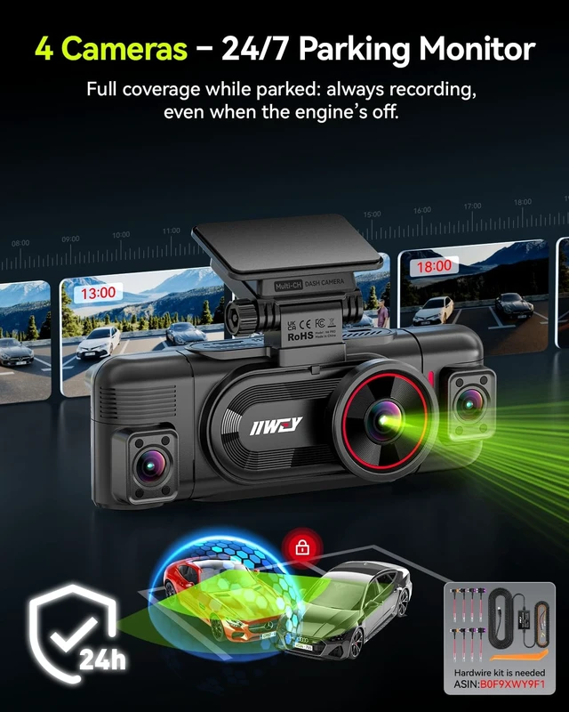 Alt view image 5 of 5 - IIWEY N6 PRO 4K STARVIS 2 4-Channel Dash Cam 360 View, Free 128GB Card