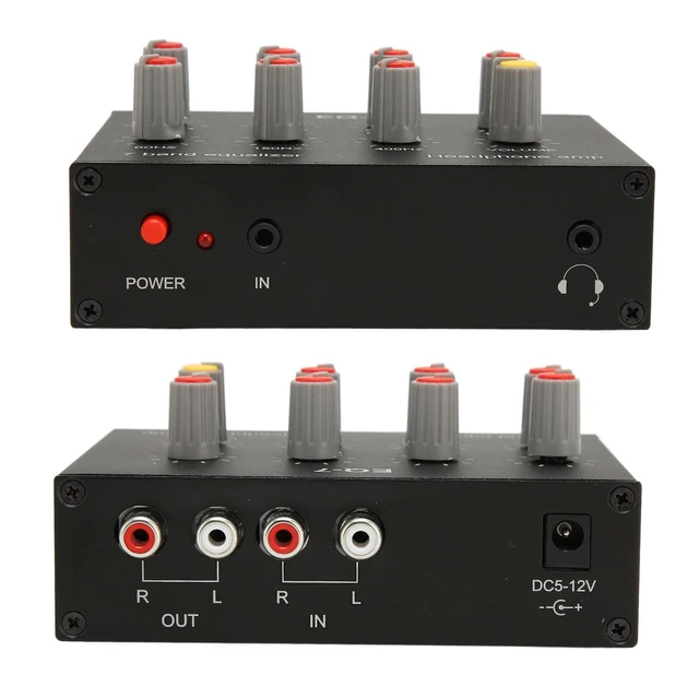 Alt view image 4 of 5 - 7 Band Sound Equalizer, 12dB High Bass Adjustment Dual Channel Digital Audio Equalizer with Front 3.5mm Auxiliary Input, EQ Output Input