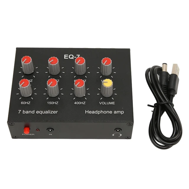 Alt view image 5 of 5 - 7 Band Sound Equalizer, 12dB High Bass Adjustment Dual Channel Digital Audio Equalizer with Front 3.5mm Auxiliary Input, EQ Output Input