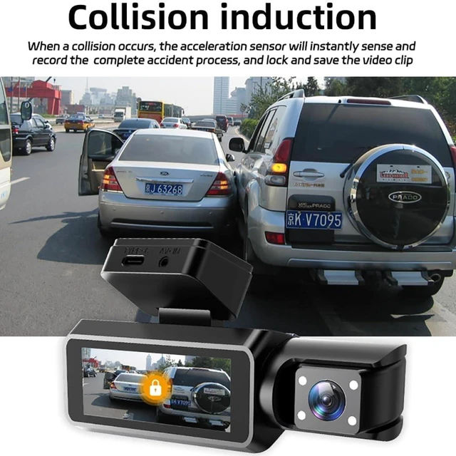 Alt view image 5 of 5 - XYBke HD WiFi Car Drive Recorder, 3-Channel Front and Rear Camera, Night Vision, Parking Monitoring, WDRCyclic Recording, G Sensors, Applications