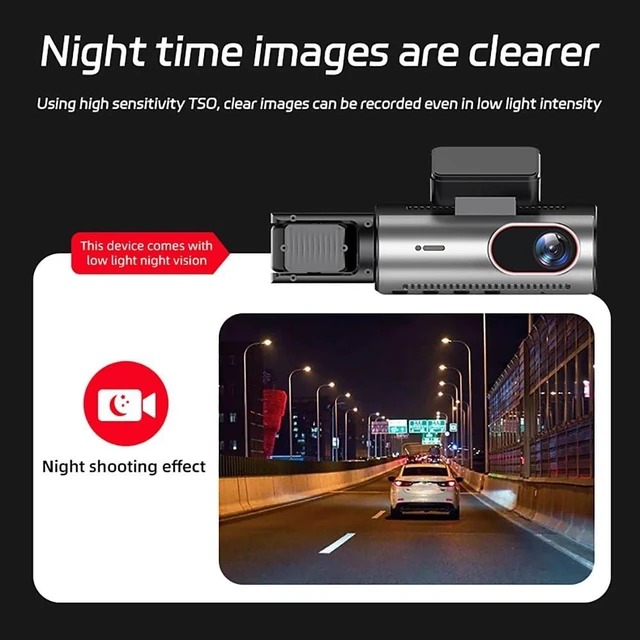 Alt view image 3 of 5 - XYBke HD WiFi Car Drive Recorder, 3-Channel Front and Rear Camera, Night Vision, Parking Monitoring, WDRCyclic Recording, G Sensors, Applications
