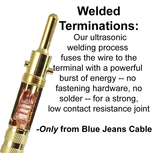 Alt view image 2 of 4 - Blue Jeans Cable Canare 4S11 Speaker Cable, with Ultrasonically-Welded Bi-Wire Terminations (One Cable - for one Speaker); Assembled in The USA (10 Foot, Two Bananas to Four Bananas, Black)