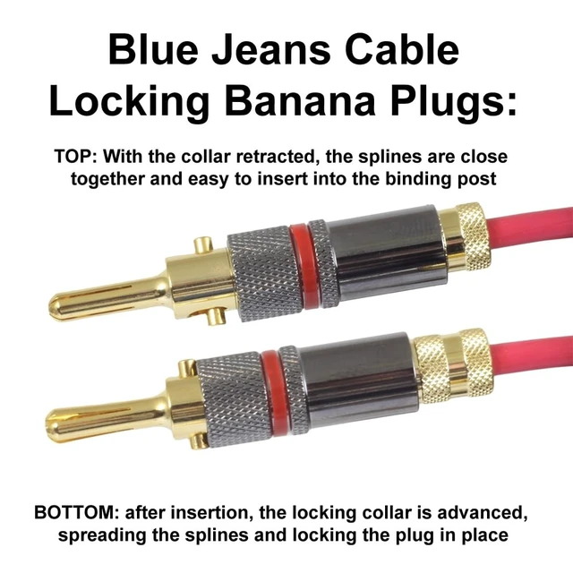 Alt view image 3 of 4 - Blue Jeans Cable Canare 4S11 Speaker Cable, with Ultrasonically-Welded Bi-Wire Terminations (One Cable - for one Speaker); Assembled in The USA (10 Foot, Two Bananas to Four Bananas, Black)