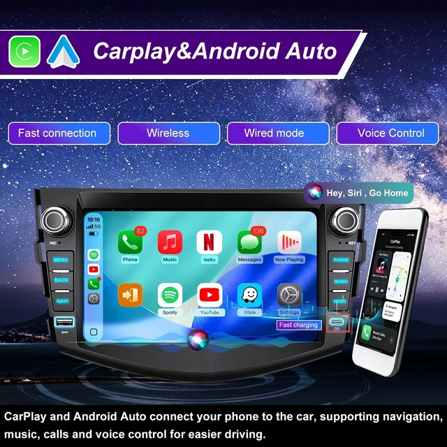 Alt view image 3 of 5 - 5GWiFi Upgrade Car Radio for Toyota RAV4 2006 2007 2008 2009 2010 2011 2012