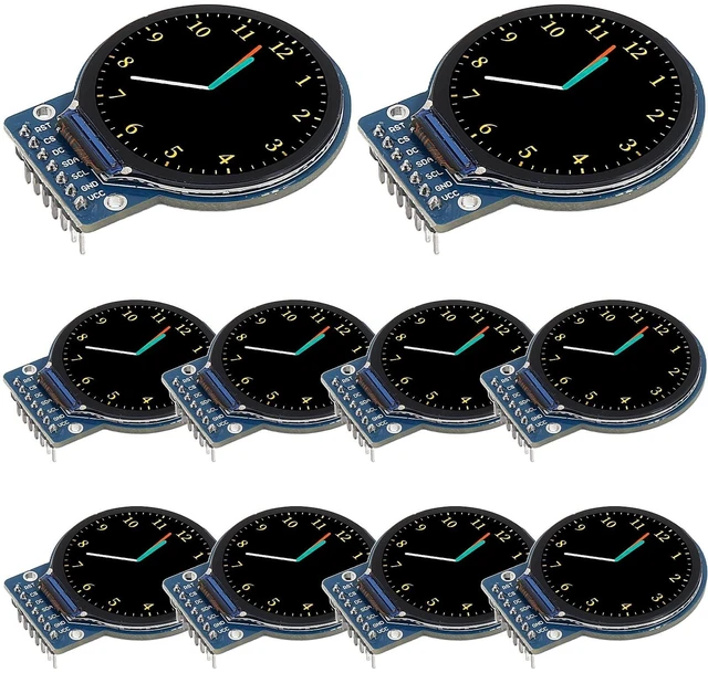 Main image of 10PCS 1.28 Inch TFT LCD Round Display Module RGB 240x240 4-Wire SPI Interface GC9A01 Driver Compatible with Arduino