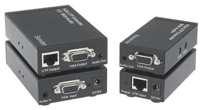 Main image of Kanex Pro VGA 1x1 Extender over CAT5e/6 with Audio up to 1,000ft (300m) Rack or under-desk mountable (VGAEXTX1)