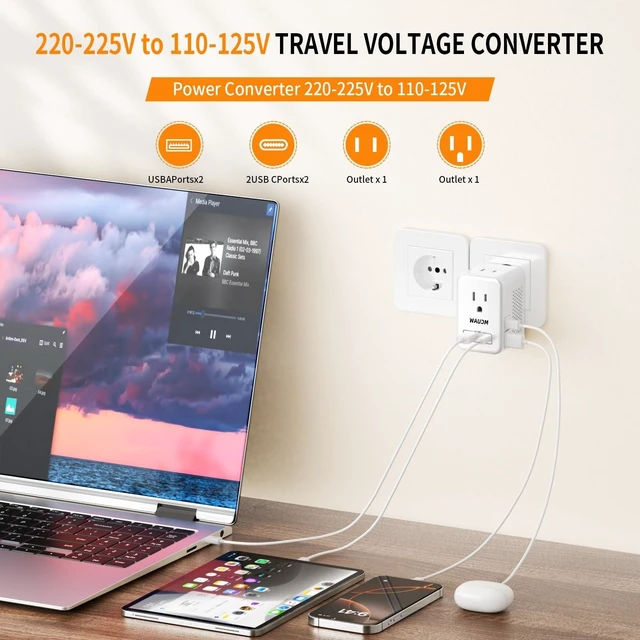 Alt view image 3 of 5 - 220 V to 110 V Voltage Converter, 20 W PD, Reduces 220 V to 120 V, U.S. to Europe Travel Converter for Over 80 Countries, Including Most European Countries, France, Germany, Italy and Australia