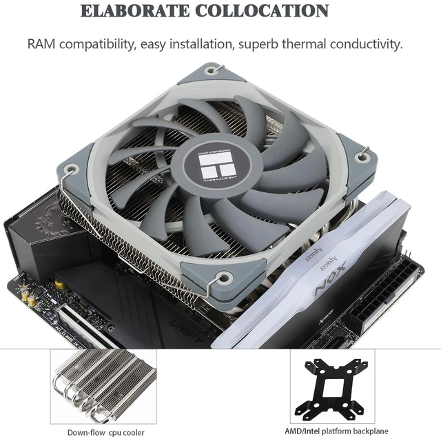 Alt view image 5 of 5 - Thermalright-TR AXP120-X67 Low Profile CPU Air Cooler with Quite 120mm TL-C12015 PWM Fan, 6 Heat Pipes, 67mm Height, for AM4/AM5/Intel LGA 1700/1851/1150/1151/1155/1200/2011, PC Cooler