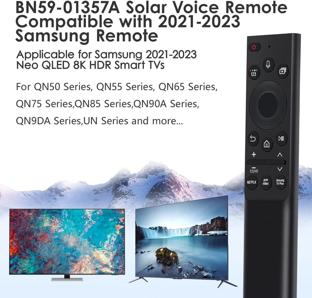 Alt view image 3 of 5 - Solar Rechargeable Remote Control Replacement for Samsung Smart TVs BN59-01357A Neo QLED Frame Smart 4K 8K Ultra HD TV, Voice Function, USB-C Charging