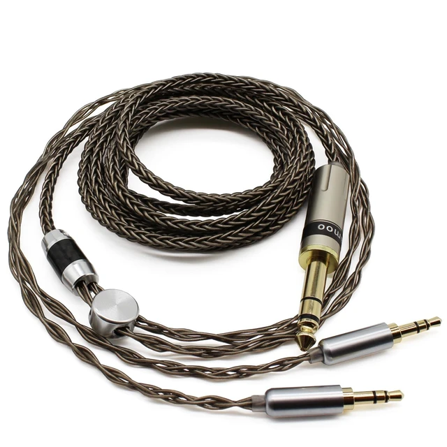 Alt view image 4 of 5 - Youkamoo Silver Plated Braided Replacement Audio Upgrade Cable Compatible with Hifiman HE4XX, HE-400i Headphones, 6.35mm to Dual 3.5mm Over-Ear Headphone Cord