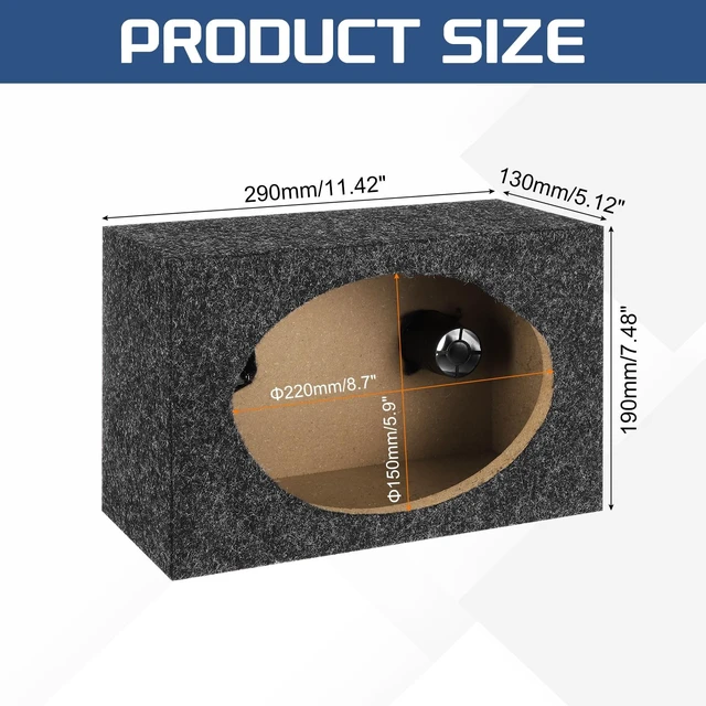 Alt view image 2 of 5 - MECCANIXITY Ported Wooden Speaker Enclosure Gray Single Vented 6x9