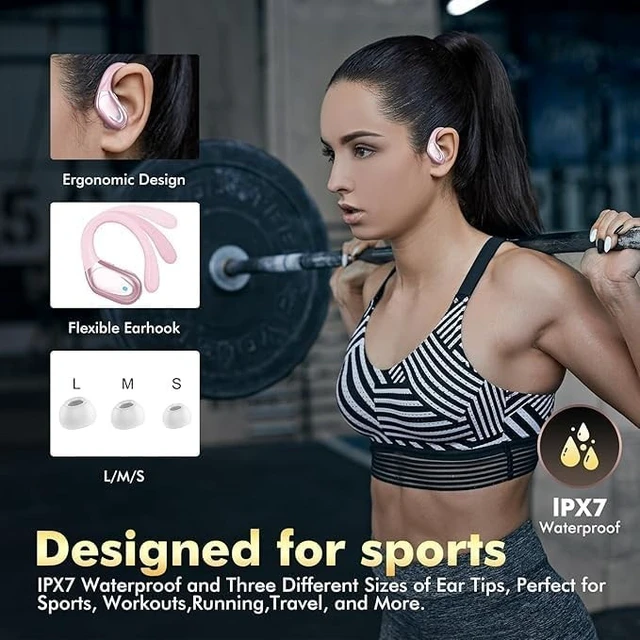 Alt view image 5 of 5 - HAOYUYAN Wireless Earbuds, Sports Bluetooth Headphones, 80Hrs Playtime Ear Buds with LED Power Display, Noise Canceling Headset, IPX7 Waterproof Earphones for Workout/Running