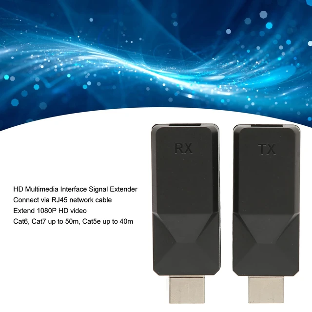 Alt view image 3 of 5 - HDMI Extender, 1080P Low Latency Adapter Transmitter Receiver Over Single Ethernet Cable, Supports HDCP 1.2 for Home Theater